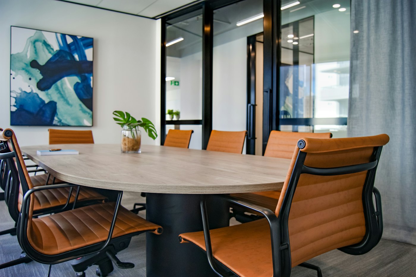 Clean, modern boardroom maintained by Klinix Cleaning in Edmonton